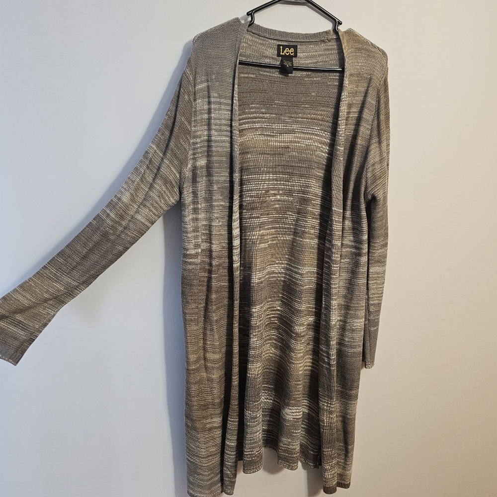 Lee Women's Taupe Open Front Cardigan Sweater XL